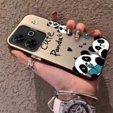 HONTINGA Xiaomi Redmi 13 4g ile Uyumlu Kılıfı Silikon Kenar Sert Arka Düşüme Önleyici Basitlik Anti Düşme Kamera Korumali Panda Desen Telefon Kılıf Kadın ve Erkek Için Uygundur K1-0580