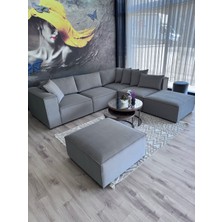 Erduran Mobilya Angelo 6 Modül Zero 06 Leke Tutmaz Kumaş Sırt Minderli Köşe Koltuk Takımı