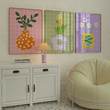 Pam Studio Modern Çiçek Vazo Poster Seti 3’lü – Minimalist Bauhaus Stil Duvar Dekoru