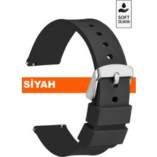 Trendburada 18MM-20MM-22MM-24MM Siyah Renk Soft Silikon Saat Kordonu Kayışı A72 SIYAH