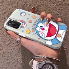 HONTINGA Xiaomi Redmi Note 10 ile Uyumlu Kılıfı Silikon Kenar Sert Arka Düşüme Önleyici Basitlik Anti Düşme Kamera Korumali Doraemon Desen Telefon Kılıf Kadın ve Erkek Için Uygundur K1-0577