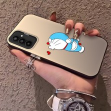 HONTINGA Samsung Galaxy M23 ile Uyumlu Kılıfı Silikon Kenar Sert Arka Düşüme Önleyici Basitlik Anti Düşme Kamera Korumali Doraemon Desen Telefon Kılıf Kadın ve Erkek Için Uygundur K1-0577