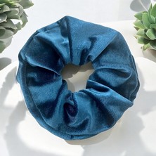 ALS Tasarım Dünyası Mavi Renk Scrunchie Simit Toka Kadife Saç Tokası