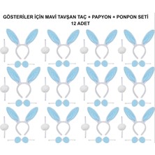 Magicool Mavi Tavşan Kostüm Seti – Taç, Papyon, Ponpon (12’li Paket)