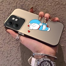 HONTINGA Infinix Hot 50I ile Uyumlu Kılıfı Silikon Kenar Sert Arka Düşüme Önleyici Basitlik Anti Düşme Kamera Korumali Doraemon Desen Telefon Kılıf Kadın ve Erkek Için Uygundur K1-0577