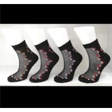 Bemp 4’lü Çiçek Desenli Tül 35-39 Numara Kadın Soket Çorap