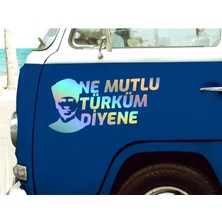 Sticker Usta Ne Mutlu Türküm Diyene  Atatürk Silüet Ata Gazi Mustafa Kemal Sticker - Araba  Oto Motosiklet Karavan Cam Sticker - 02505