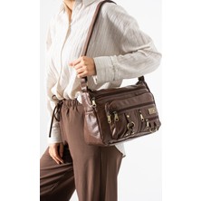 Duomino Taba Yıkama Deri Çok Cepli Çapraz Çanta / Omuz Çantası / Postacı Çanta