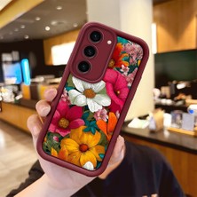 HONTINGA Samsung Galaxy S23 ile Uyumlu Kılıfı Düşüme Önleyici Basitlik Anti Düşme Kamera Korumali Güzel Çiçek Bordo Desen Yumuşak Silikon Telefon Kılıfı Kadın ve Erkek Için Uygundur K2-7127