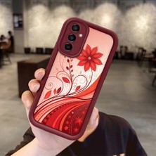 HONTINGA Samsung Galaxy M23 ile Uyumlu Kılıfı Düşüme Önleyici Basitlik Anti Düşme Kamera Korumali Güzel Çiçek Bordo Desen Yumuşak Silikon Telefon Kılıfı Kadın ve Erkek Için Uygundur K2-7127