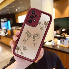 HONTINGA Samsung Galaxy A23 ile Uyumlu Kılıfı Düşüme Önleyici Basitlik Anti Düşme Kamera Korumali Düğme Bordo Desen Yumuşak Silikon Telefon Kılıfı Kadın ve Erkek Için Uygundur K2-7128