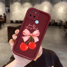 HONTINGA Realme C21Y ile Uyumlu Kılıfı Düşüme Önleyici Basitlik Anti Düşme Kamera Korumali Düğme Bordo Desen Yumuşak Silikon Telefon Kılıfı Kadın ve Erkek Için Uygundur K2-7128