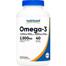 Nutricost Omega -3 1,200MG Epa ┃ 850 Mg Dha . 2500 Mg 120 Caps.
