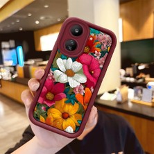 HONTINGA Poco C65 ile Uyumlu Kılıfı Düşüme Önleyici Basitlik Anti Düşme Kamera Korumali Güzel Çiçek Bordo Desen Yumuşak Silikon Telefon Kılıfı Kadın ve Erkek Için Uygundur K2-7127