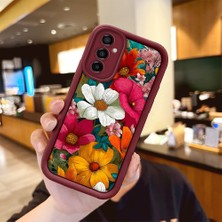 HONTINGA Samsung Galaxy M23 ile Uyumlu Kılıfı Düşüme Önleyici Basitlik Anti Düşme Kamera Korumali Güzel Çiçek Bordo Desen Yumuşak Silikon Telefon Kılıfı Kadın ve Erkek Için Uygundur K2-7127