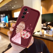 HONTINGA Samsung Galaxy M14 ile Uyumlu Kılıfı Düşüme Önleyici Basitlik Anti Düşme Kamera Korumali Karikatür Bordo Desen Yumuşak Silikon Telefon Kılıfı Kadın ve Erkek Için Uygundur K2-7132