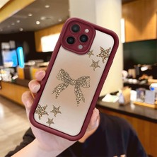 HONTINGA iPhone 16 Pro Max ile Uyumlu Kılıfı Düşüme Önleyici Basitlik Anti Düşme Kamera Korumali Düğme Bordo Desen Yumuşak Silikon Telefon Kılıfı Kadın ve Erkek Için Uygundur K2-7128