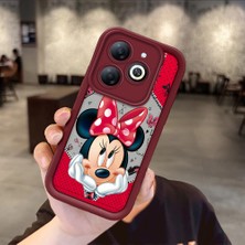 HONTINGA Infinix Smart 8 ile Uyumlu Kılıfı Düşüme Önleyici Basitlik Anti Düşme Kamera Korumali Karikatür Bordo Desen Yumuşak Silikon Telefon Kılıfı Kadın ve Erkek Için Uygundur K2-7132