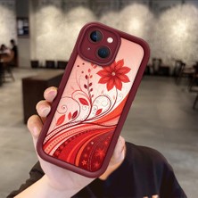 HONTINGA iPhone 15 Plus ile Uyumlu Kılıfı Düşüme Önleyici Basitlik Anti Düşme Kamera Korumali Güzel Çiçek Bordo Desen Yumuşak Silikon Telefon Kılıfı Kadın ve Erkek Için Uygundur K2-7127