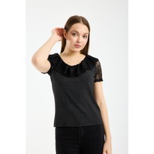 By Papi Dantel Yaka Kısa Kol Tişört