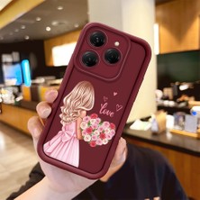 HONTINGA Tecno Spark 20 Pro ile Uyumlu Kılıfı Düşüme Önleyici Basitlik Anti Düşme Kamera Korumali Karikatür Bordo Desen Yumuşak Silikon Telefon Kılıfı Kadın ve Erkek Için Uygundur K2-7132