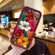 HONTINGA iPhone 7 ile Uyumlu Kılıfı Düşüme Önleyici Basitlik Anti Düşme Kamera Korumali Güzel Çiçek Bordo Desen Yumuşak Silikon Telefon Kılıfı Kadın ve Erkek Için Uygundur K2-7127
