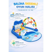 Hak-İş Oyuncak Piyanolu Balina Desenli Bebek Oyun Halısı – 0+ Ay, Hayvan Figürlü Işıklı ve Müzikli Gelişim Matı