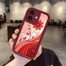 HONTINGA iPhone 16 ile Uyumlu Kılıfı Düşüme Önleyici Basitlik Anti Düşme Kamera Korumali Güzel Çiçek Bordo Desen Yumuşak Silikon Telefon Kılıfı Kadın ve Erkek Için Uygundur K2-7127