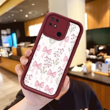 HONTINGA Xiaomi Redmi 10C ile Uyumlu Kılıfı Düşüme Önleyici Basitlik Anti Düşme Kamera Korumali Süs Eşyası Bordo Desen Yumuşak Silikon Telefon Kılıfı Kadın ve Erkek Için Uygundur K2-7133