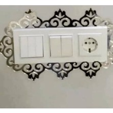 Evsay 3lü Priz Kenarı Süsü 5 Adet Duvar Süsü Duvar Dekoru Standart Priz Çerçevesi Gümüş