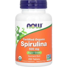 Now Foods Certified Organic Spirulina  | 500 Mg | 200 Tablet| Nutrient Rich