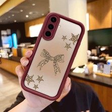 HONTINGA Samsung Galaxy A56 ile Uyumlu Kılıfı Düşüme Önleyici Basitlik Anti Düşme Kamera Korumali Düğme Bordo Desen Yumuşak Silikon Telefon Kılıfı Kadın ve Erkek Için Uygundur K2-7128