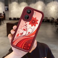 HONTINGA Xiaomi Redmi 13C ile Uyumlu Kılıfı Düşüme Önleyici Basitlik Anti Düşme Kamera Korumali Güzel Çiçek Bordo Desen Yumuşak Silikon Telefon Kılıfı Kadın ve Erkek Için Uygundur K2-7127