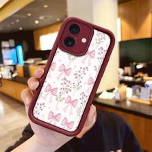 HONTINGA iPhone 16 ile Uyumlu Kılıfı Düşüme Önleyici Basitlik Anti Düşme Kamera Korumali Süs Eşyası Bordo Desen Yumuşak Silikon Telefon Kılıfı Kadın ve Erkek Için Uygundur K2-7133