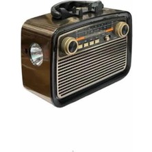 SHN Nostalji Radyo Bluetooth Hoparlör Usb-Sd Kart Giriş LED Fener Işıklı Bataryalı Pilli