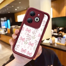 HONTINGA Infinix Smart 8 ile Uyumlu Kılıfı Düşüme Önleyici Basitlik Anti Düşme Kamera Korumali Süs Eşyası Bordo Desen Yumuşak Silikon Telefon Kılıfı Kadın ve Erkek Için Uygundur K2-7133