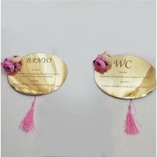 Evsay Wc Banyo Yazılı Duvar Süsü Duvar Dekoru 25CM 2li Set