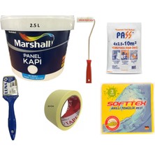 Marshall Su Bazlı Kokusuz Amerikan Panel Kapı Boyası Su Bazlı 2,5 Lt - 6 Parça Boyama  Seti