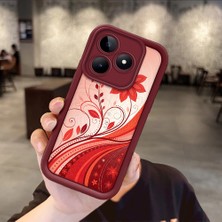 HONTINGA Realme Note 50 ile Uyumlu Kılıfı Düşüme Önleyici Basitlik Anti Düşme Kamera Korumali Güzel Çiçek Bordo Desen Yumuşak Silikon Telefon Kılıfı Kadın ve Erkek Için Uygundur K2-7127