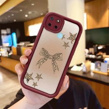 HONTINGA Realme C21Y ile Uyumlu Kılıfı Düşüme Önleyici Basitlik Anti Düşme Kamera Korumali Düğme Bordo Desen Yumuşak Silikon Telefon Kılıfı Kadın ve Erkek Için Uygundur K2-7128