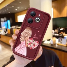 HONTINGA Tecno Spark 20 ile Uyumlu Kılıfı Düşüme Önleyici Basitlik Anti Düşme Kamera Korumali Karikatür Bordo Desen Yumuşak Silikon Telefon Kılıfı Kadın ve Erkek Için Uygundur K2-7132