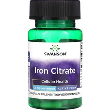 Swanson Iron Citrate 25 Mg 60 Caps.