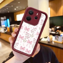 HONTINGA Xiaomi Redmi Note 14 ile Uyumlu Kılıfı Düşüme Önleyici Basitlik Anti Düşme Kamera Korumali Süs Eşyası Bordo Desen Yumuşak Silikon Telefon Kılıfı Kadın ve Erkek Için Uygundur K2-7133