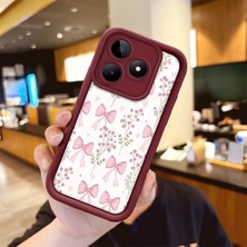 HONTINGA Realme Note 50 ile Uyumlu Kılıfı Düşüme Önleyici Basitlik Anti Düşme Kamera Korumali Süs Eşyası Bordo Desen Yumuşak Silikon Telefon Kılıfı Kadın ve Erkek Için Uygundur K2-7133