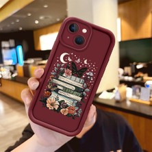 HONTINGA iPhone 15 ile Uyumlu Kılıfı Düşüme Önleyici Basitlik Anti Düşme Kamera Korumali Moda Bordo Desen Yumuşak Silikon Telefon Kılıfı Kadın ve Erkek Için Uygundur K2-7129