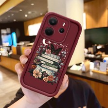 HONTINGA Xiaomi Redmi Note 14 4g ile Uyumlu Kılıfı Düşüme Önleyici Basitlik Anti Düşme Kamera Korumali Moda Bordo Desen Yumuşak Silikon Telefon Kılıfı Kadın ve Erkek Için Uygundur K2-7129