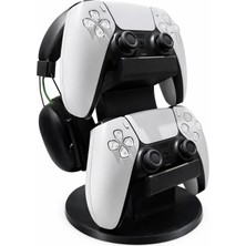 Çiftli Ps5 Dualsense ve Kulaklık Standı – Çok Katlı Düzenleyici Oyun Konsolu Aksesuar Tutucu – Kulaklık & 2 Adet Kol Yerleşimi – Dayanıklı, Şık ve Masa Düzeni Sağlayan Stand