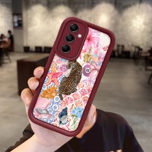 HONTINGA Samsung Galaxy M14 ile Uyumlu Kılıfı Düşüme Önleyici Basitlik Anti Düşme Kamera Korumali Süs Eşyası Bordo Desen Yumuşak Silikon Telefon Kılıfı Kadın ve Erkek Için Uygundur K2-7133