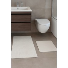 Maisoria Banyo Paspas Seti 2'li Krem Yumuşak Kaymaz Taban Yıkanabilir Leke Tutmaz 60X100-40X60