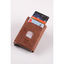 Ancora Leather Hakiki Deri Crazy Deri Erkek Cüzdanı Otomatik Kartlık Mekanizmalı Taba Çıt Çıtlı